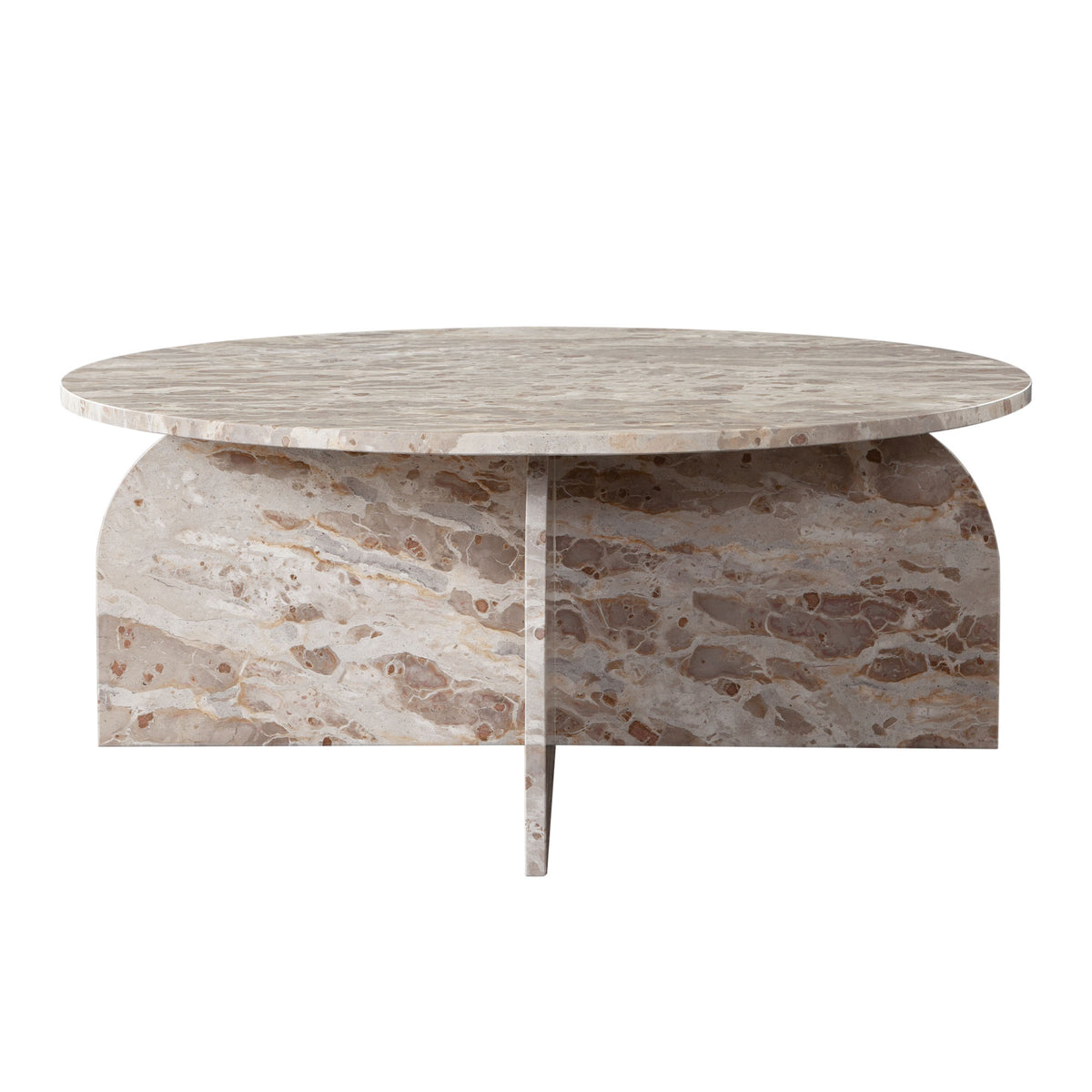 Nebula Round Cocktail Table in Genuine Marble Panther Beige finish by Diamond Sofa