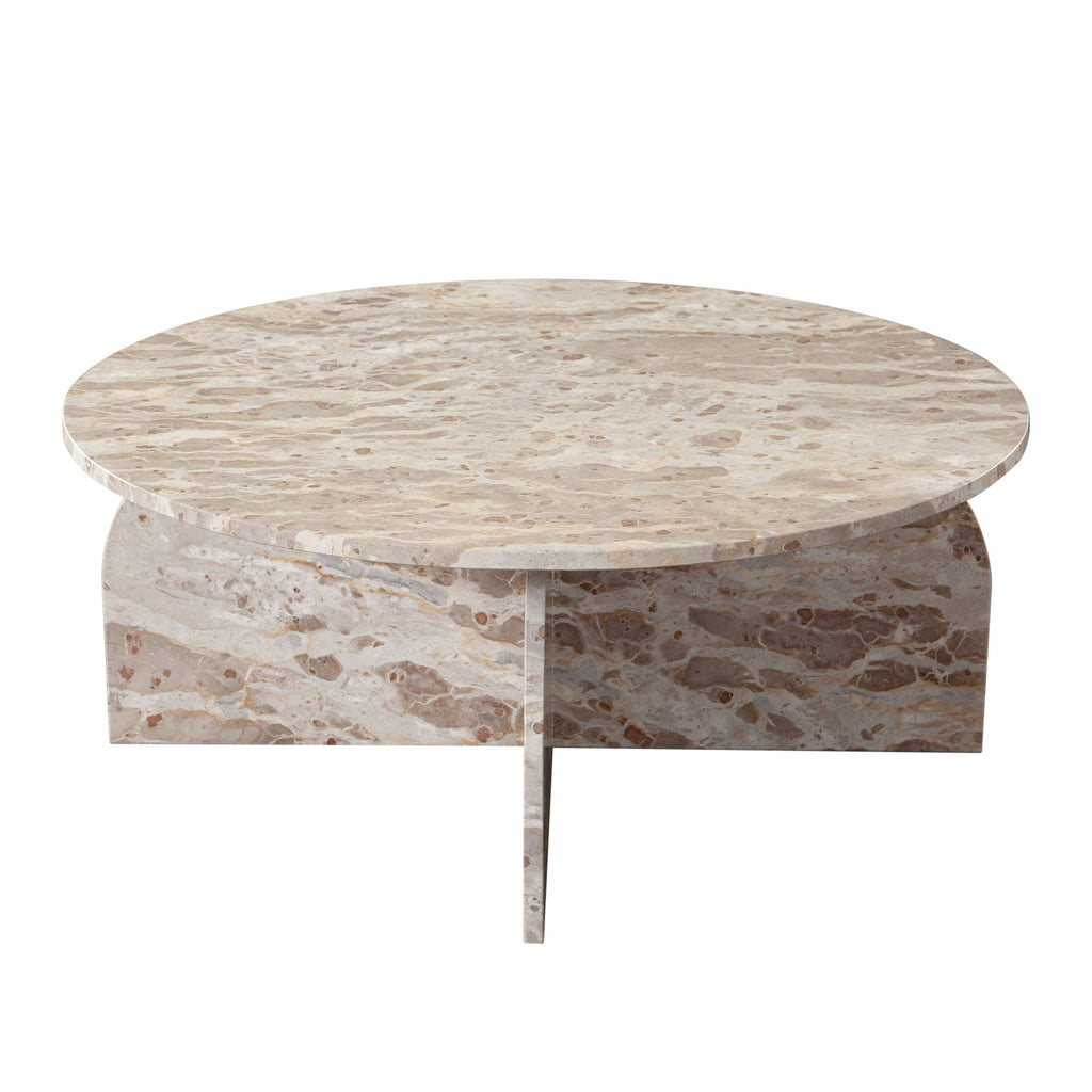Nebula Round Cocktail Table in Genuine Marble Panther Beige finish by Diamond Sofa