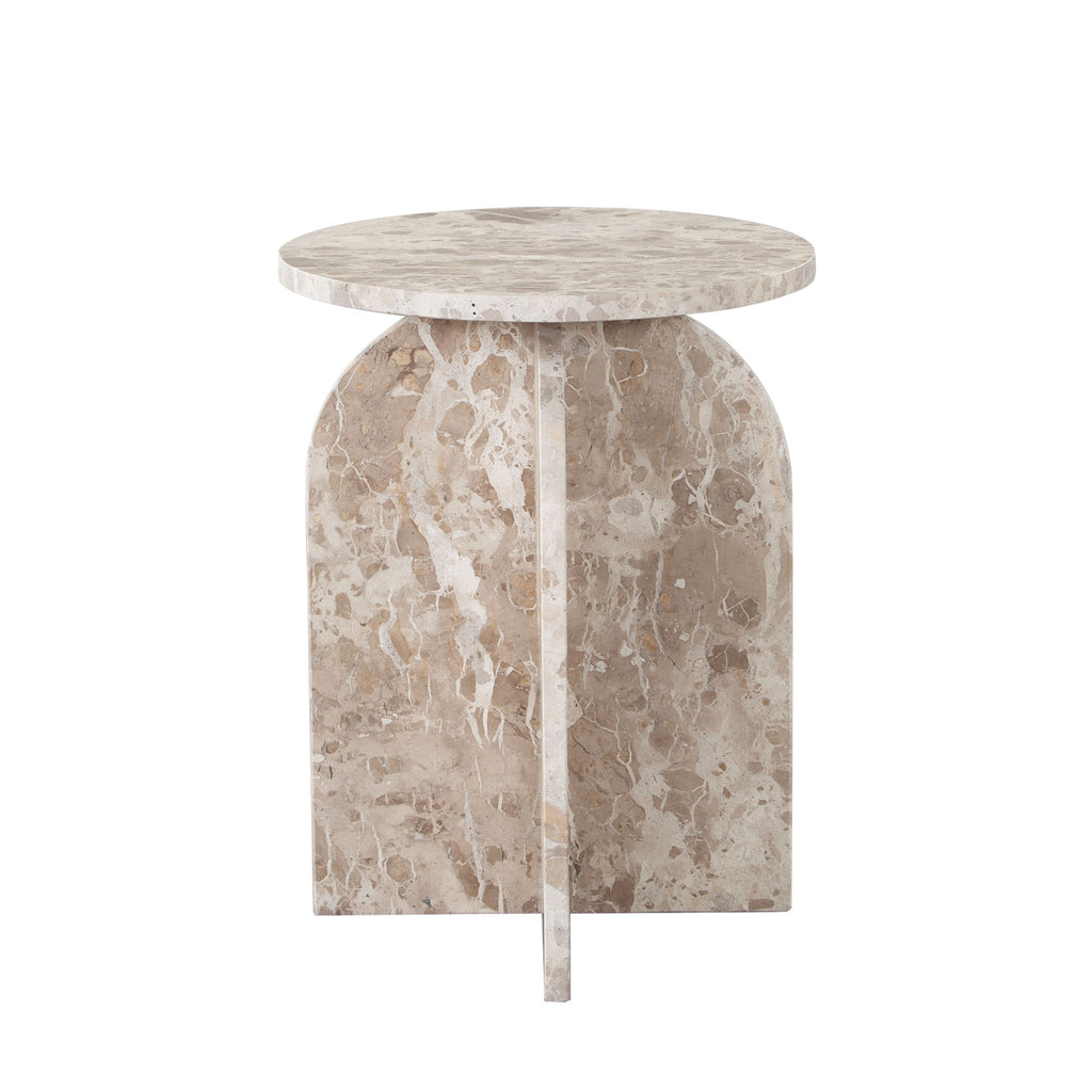 Nebula Round End Table in Genuine Marble Panther Beige finish by Diamond Sofa