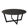 Onyx Round Cocktail Table w/ Black Ceramic Glass Top & Black Metal Leg by Diamond Sofa