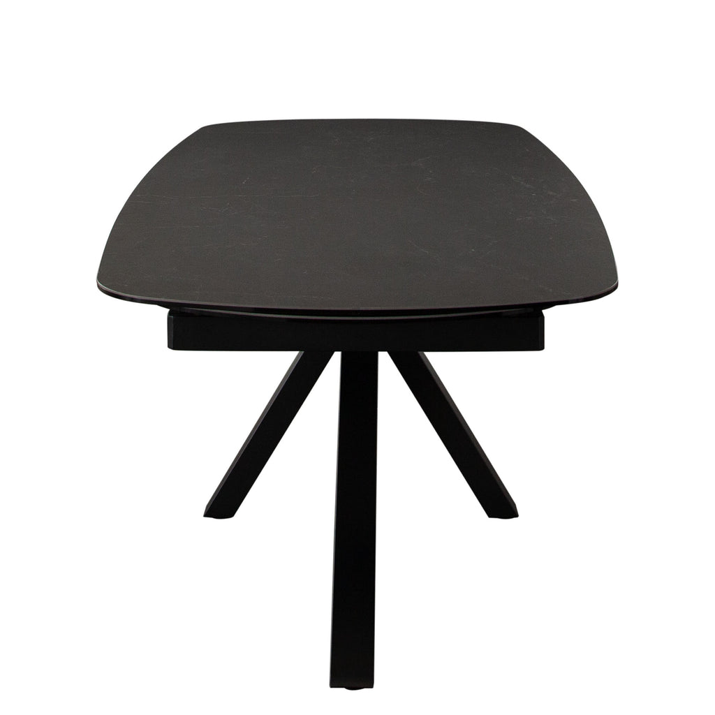 Onyx Rectangle Extension Dining Table w/ Black Ceramic Glass Top & Black Metal Leg by Diamond Sofa