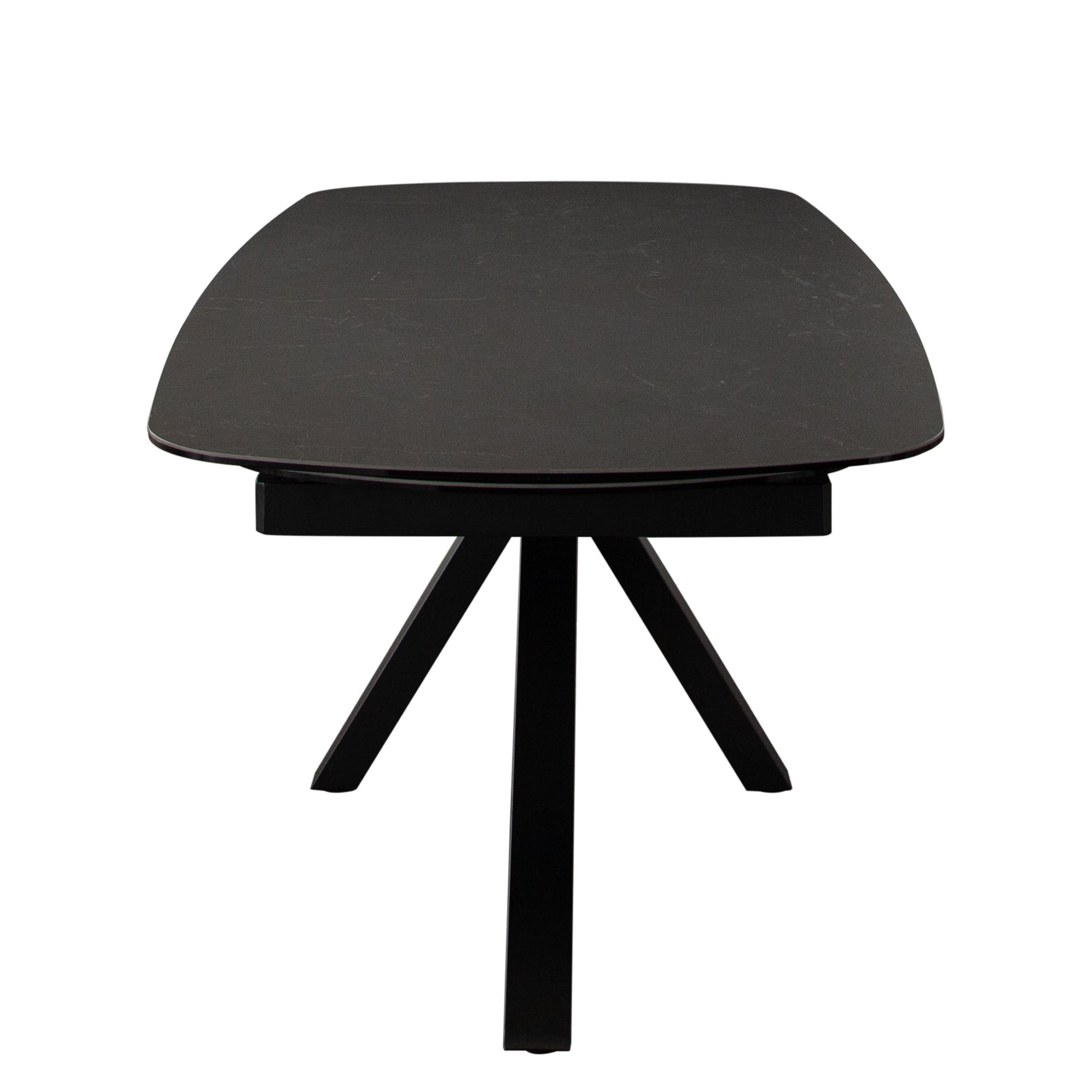Onyx Rectangle Extension Dining Table w/ Black Ceramic Glass Top & Black Metal Leg by Diamond Sofa
