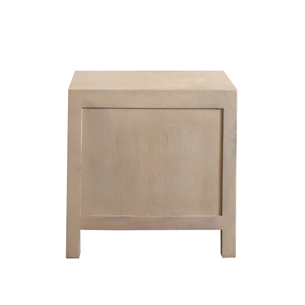 Palm Solid Mango Wood 2-Door, 1-Drawer End Table in Natural Finish w/ Woven Rope Door Fronts by Diamond Sofa