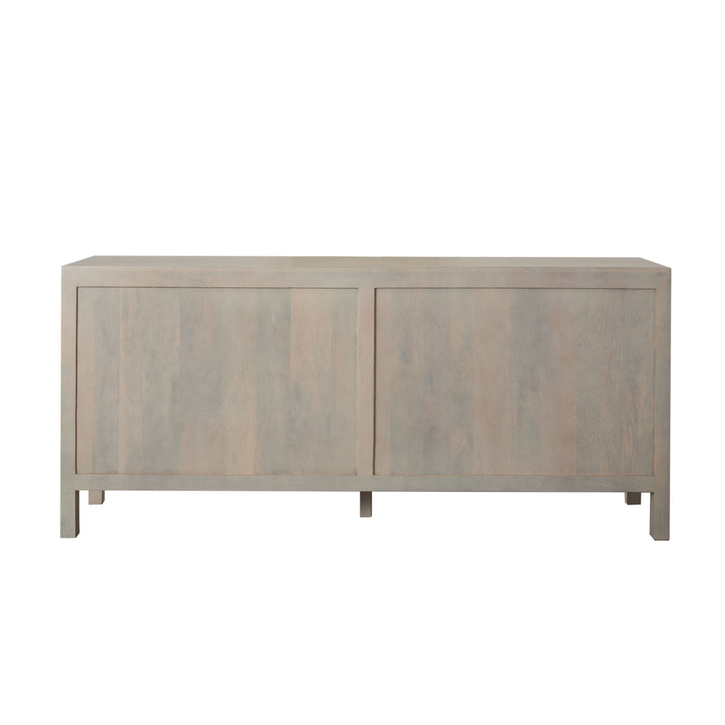 Palm Solid Mango Wood 4-Door Sideboard in Natural Finish w/ Woven Rope Door Fronts by Diamond Sofa