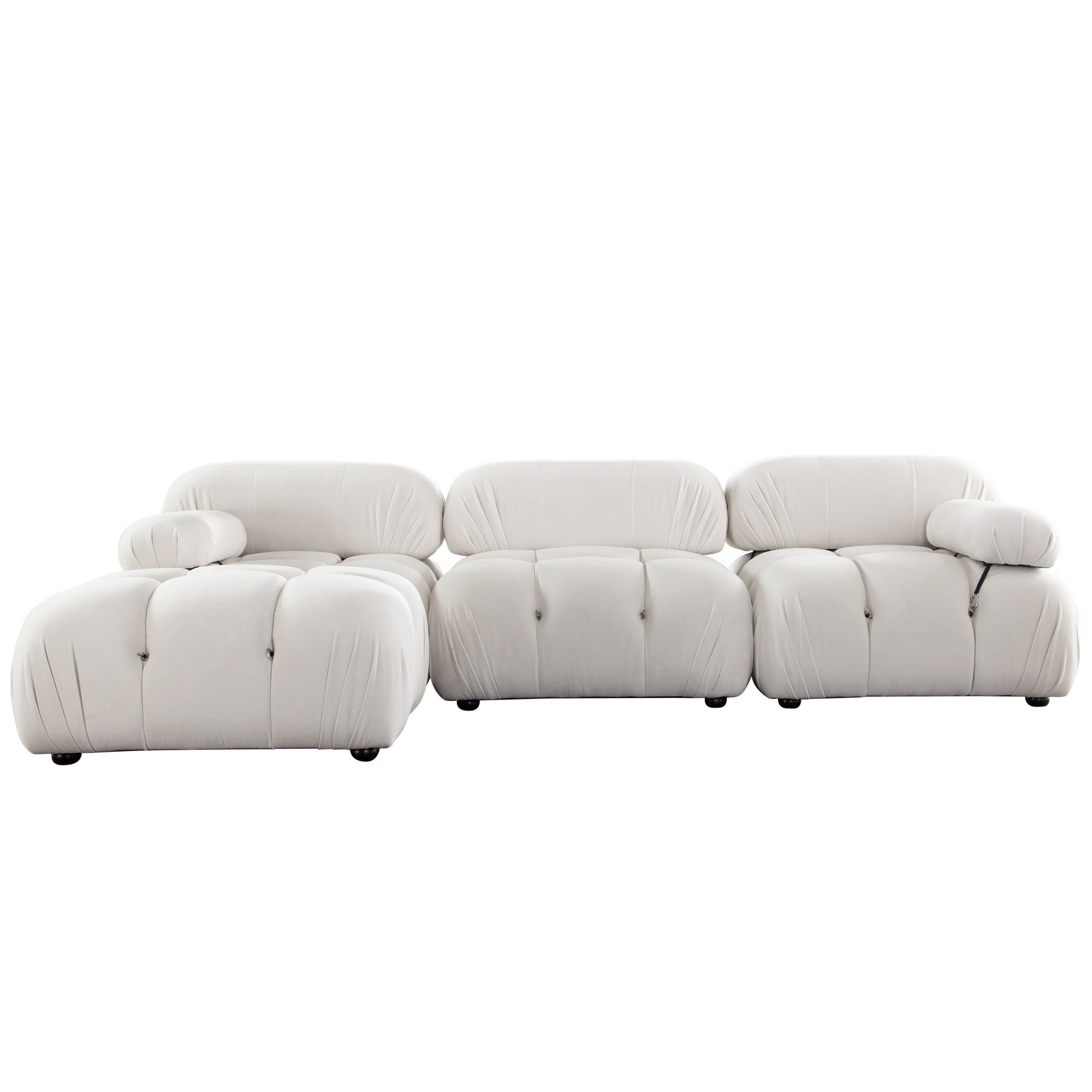 Paloma 4PC Modular 111 Inch Reversible Chaise Sectional in Light Cream Velvet by Diamond Sofa