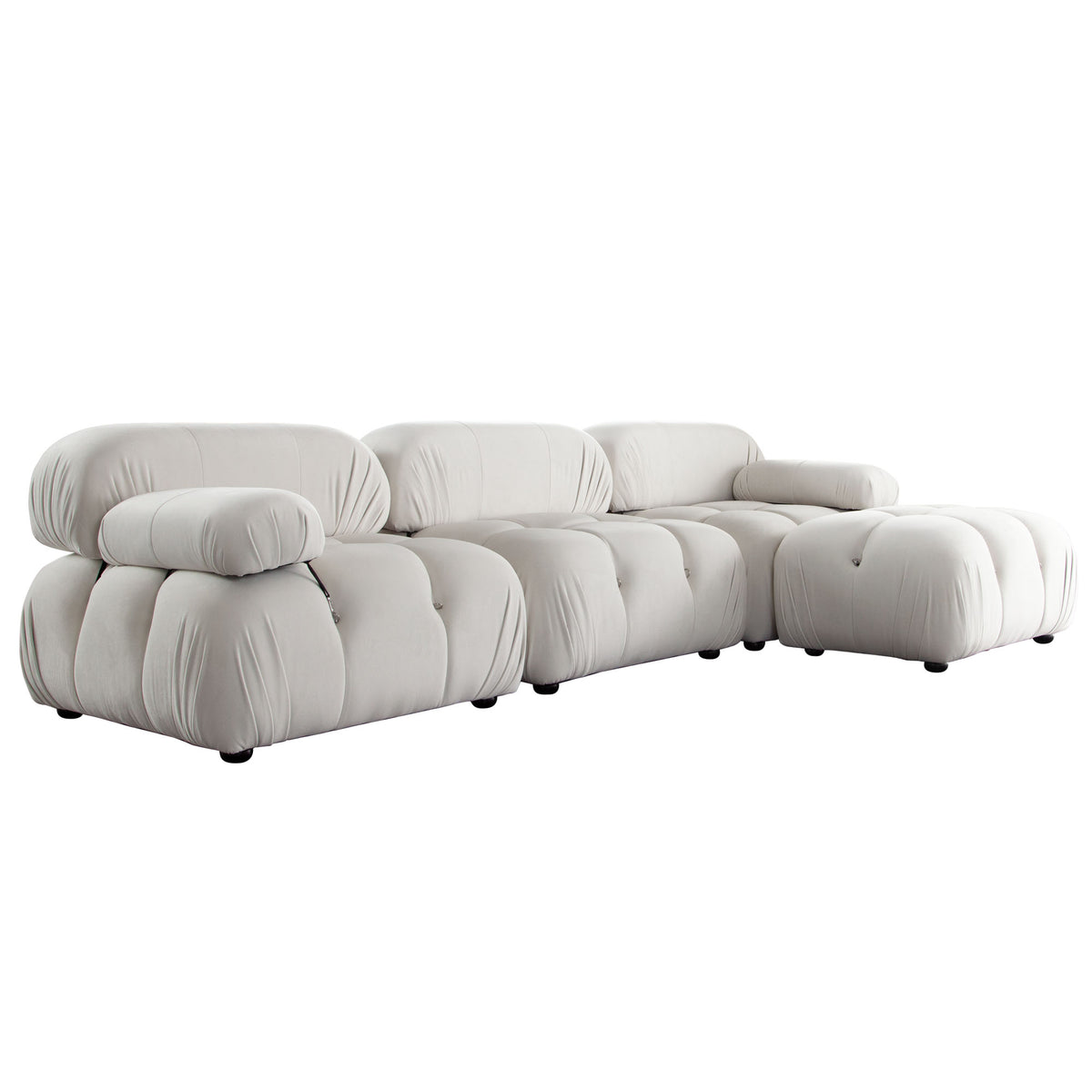 Paloma 4PC Modular 111 Inch Reversible Chaise Sectional in Light Cream Velvet by Diamond Sofa