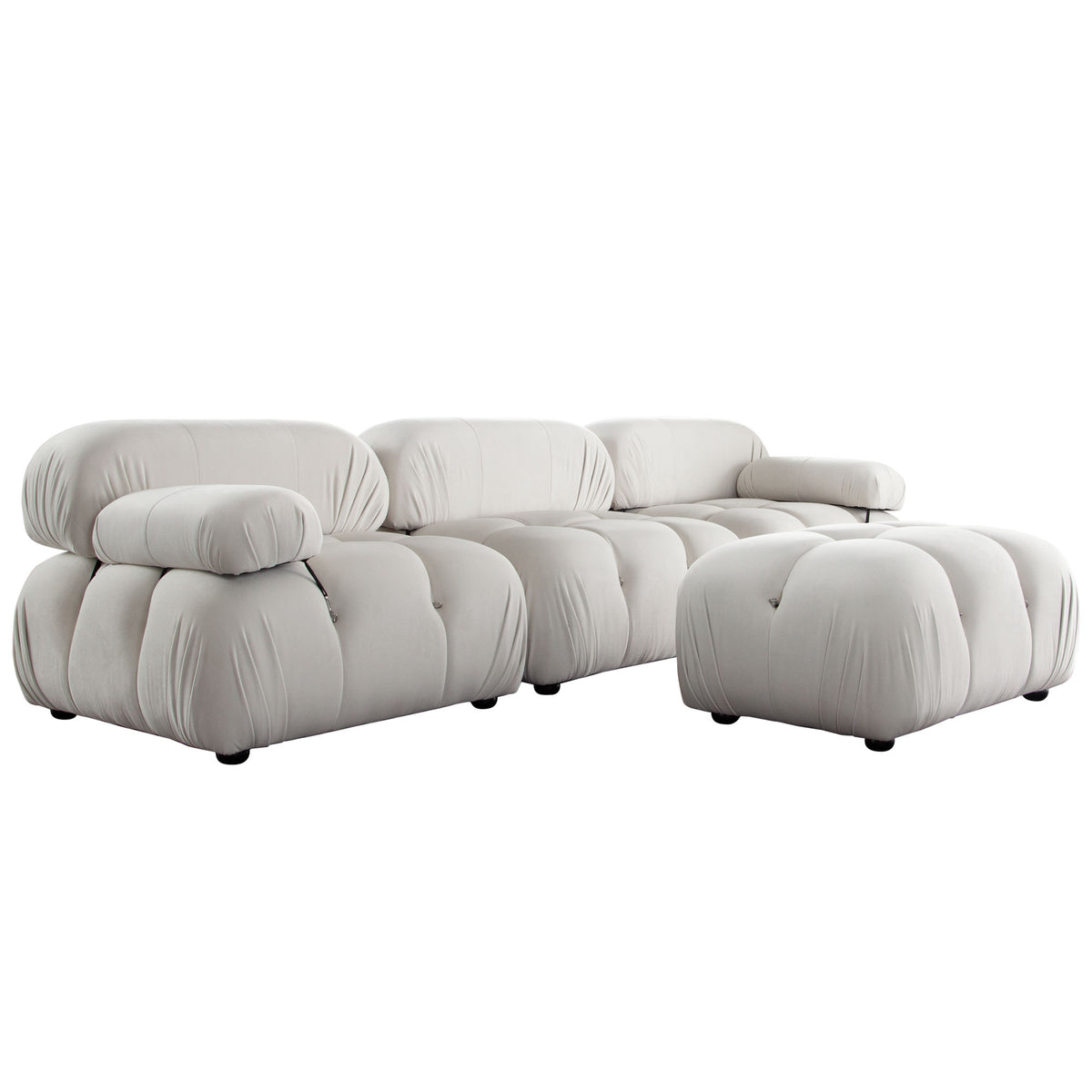 Paloma 4PC Modular 111 Inch Reversible Chaise Sectional in Light Cream Velvet by Diamond Sofa