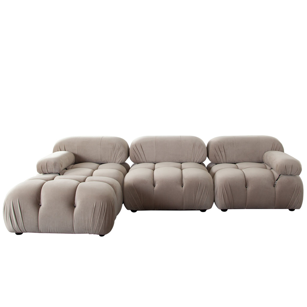 Paloma 4PC Modular 111 Inch Reversible Chaise Sectional in Mink Tan Velvet by Diamond Sofa