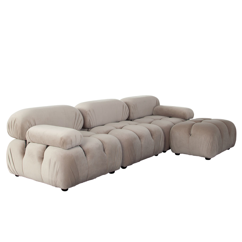 Paloma 4PC Modular 111 Inch Reversible Chaise Sectional in Mink Tan Velvet by Diamond Sofa