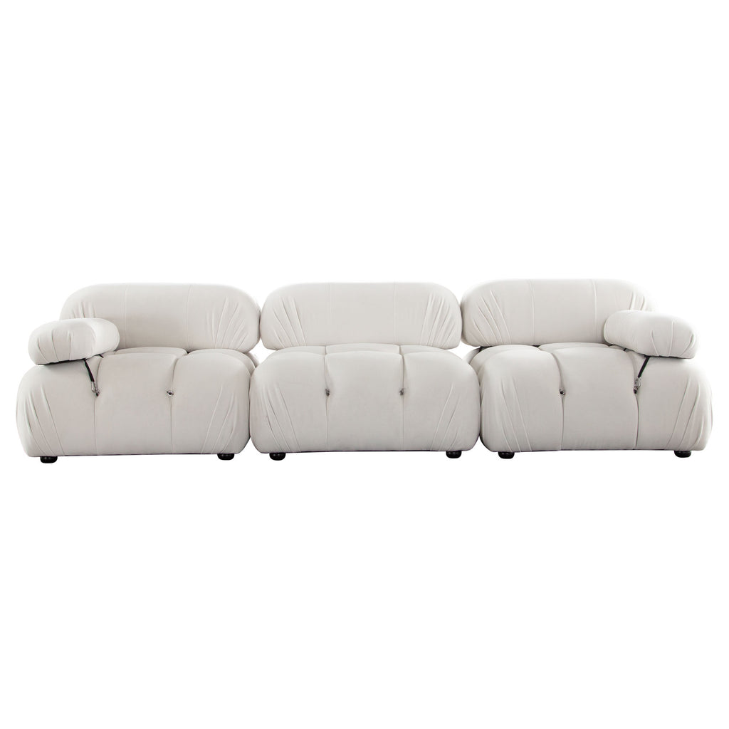 Paloma 3PC Modular 111 Inch Sofa in Light Cream Velvet by Diamond Sofa