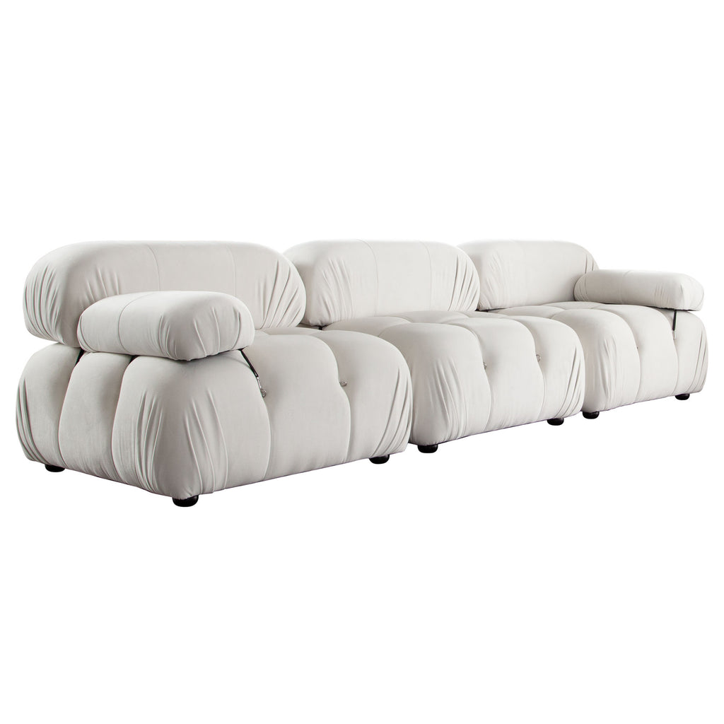 Paloma 3PC Modular 111 Inch Sofa in Light Cream Velvet by Diamond Sofa