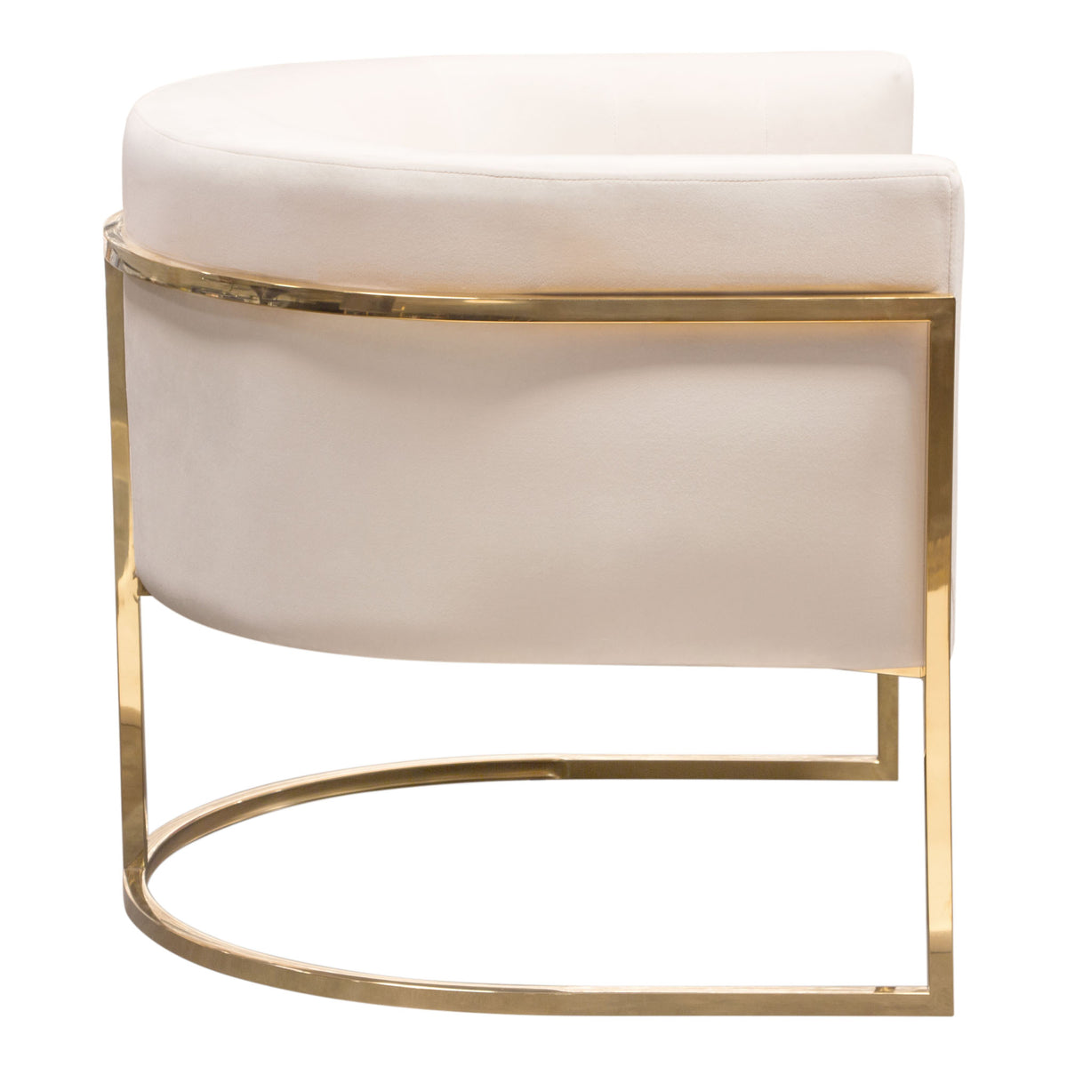Pandora Accent Chair in Cream Velvet with Polished Gold Stainless Steel Frame by Diamond Sofa