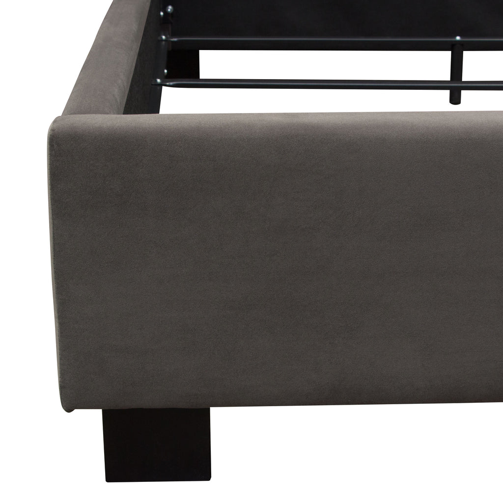 Park Avenue Eastern King Tufted Bed with Vintage Wing in Smoke Grey Velvet by Diamond Sofa - styled in a staged room by Center Stage Home Design