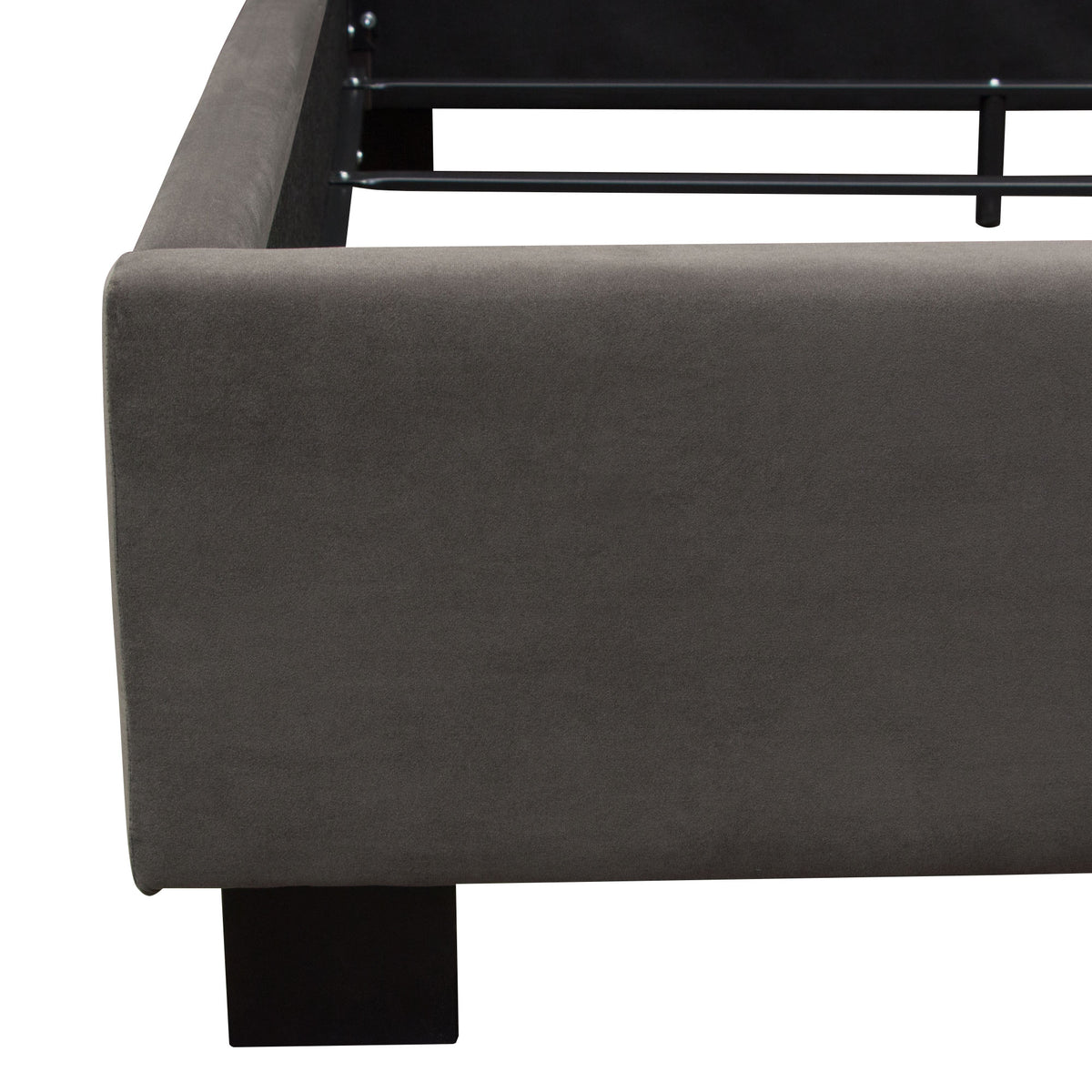Park Avenue Queen Tufted Bed with Vintage Wing in Smoke Grey Velvet by Diamond Sofa - styled in a staged room by Center Stage Home Design