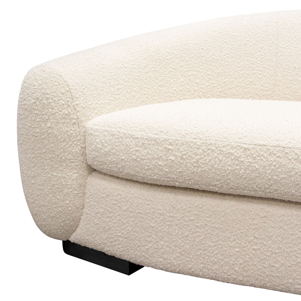 Pascal Sofa in Bone Boucle Textured Fabric w/ Contoured Arms & Back by Diamond Sofa - styled in a staged room by Center Stage Home Design