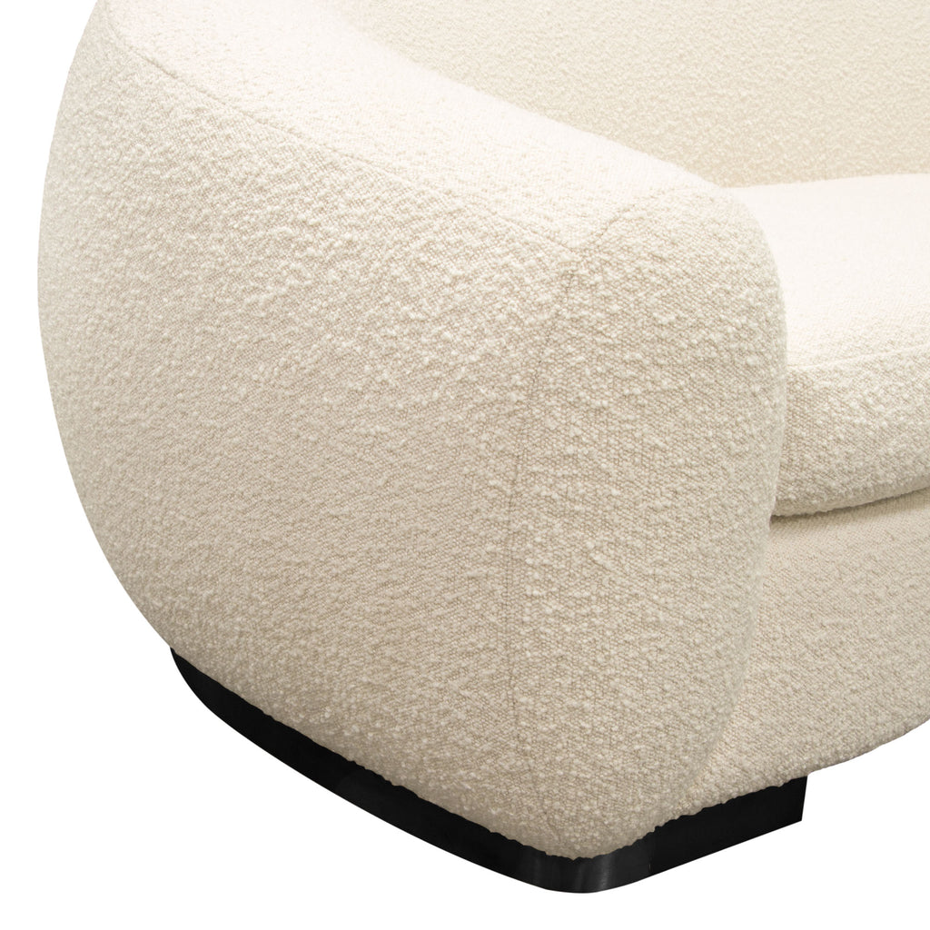 Pascal Sofa in Bone Boucle Textured Fabric w/ Contoured Arms & Back by Diamond Sofa - styled in a staged room by Center Stage Home Design