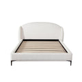 Path Low Profile Queen Bed in Oslo Ivory Fabric w/ Contoured Headboard and Black Metal Leg by Diamond Sofa