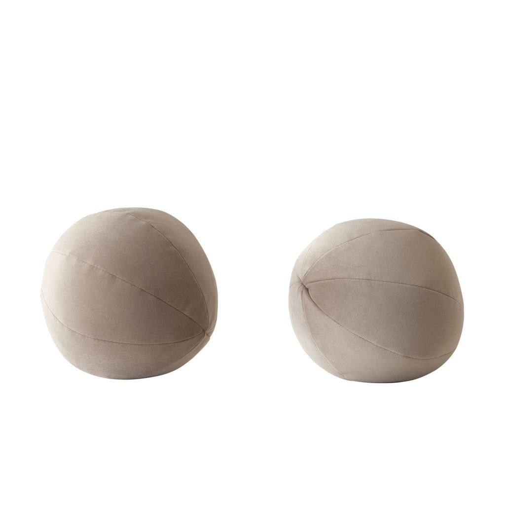 Set of (2) 10" Round Accent Pillows in Mink Tan Velvet by Diamond Sofa