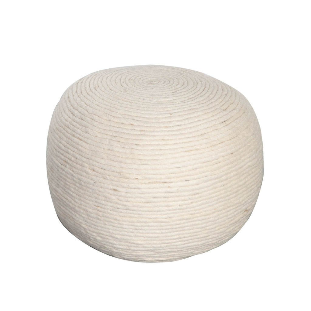 Round Pouf in White Dyed Natural Wool by Diamond Sofa