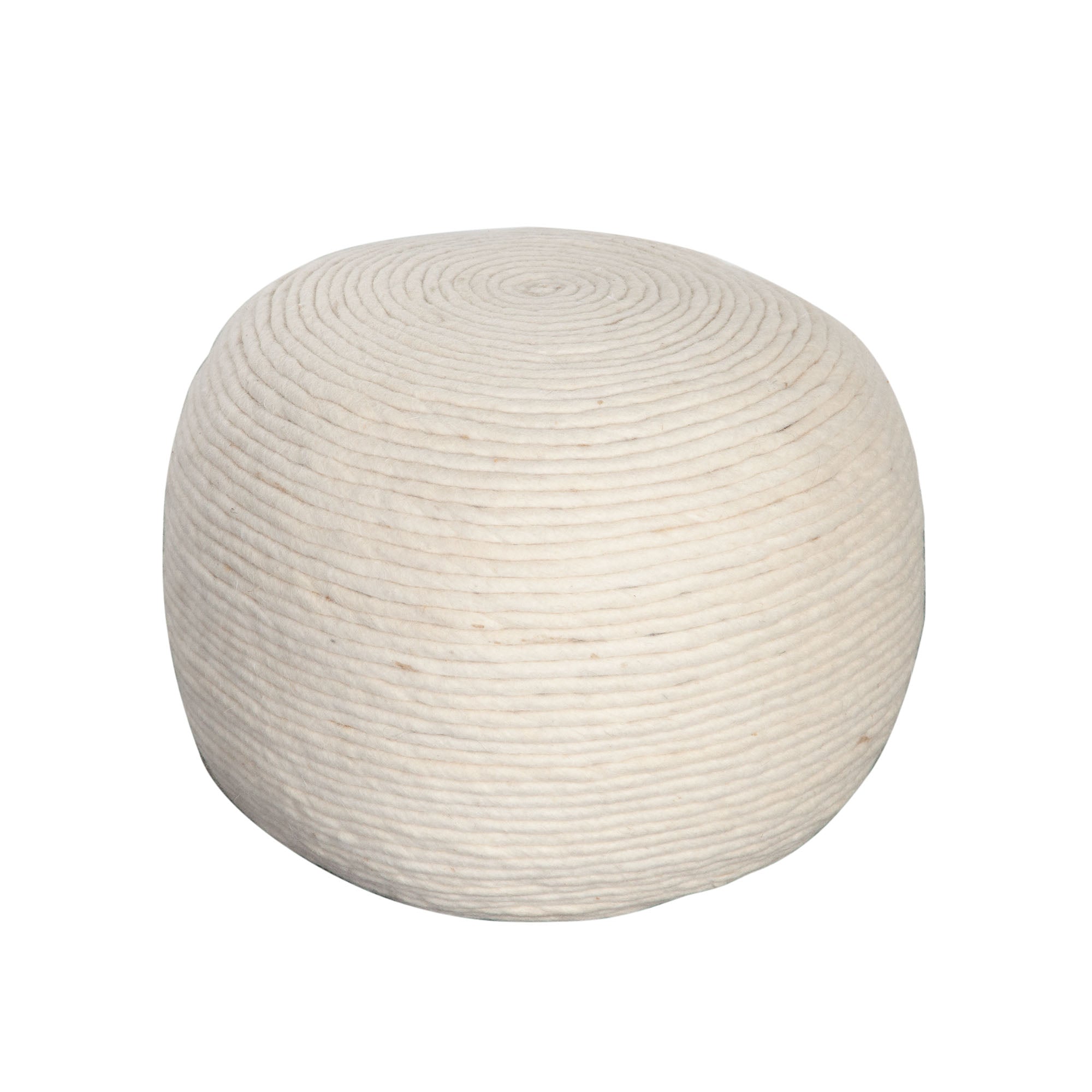 Round Pouf in White Dyed Natural Wool by Diamond Sofa