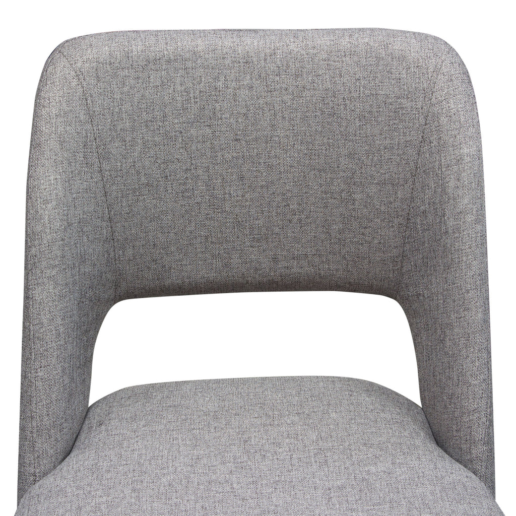 Set of (2) Reveal Dining Chairs in Grey Fabric w/ Black Powder Coat Metal Leg by Diamond Sofa - styled in a staged room by Center Stage Home Design