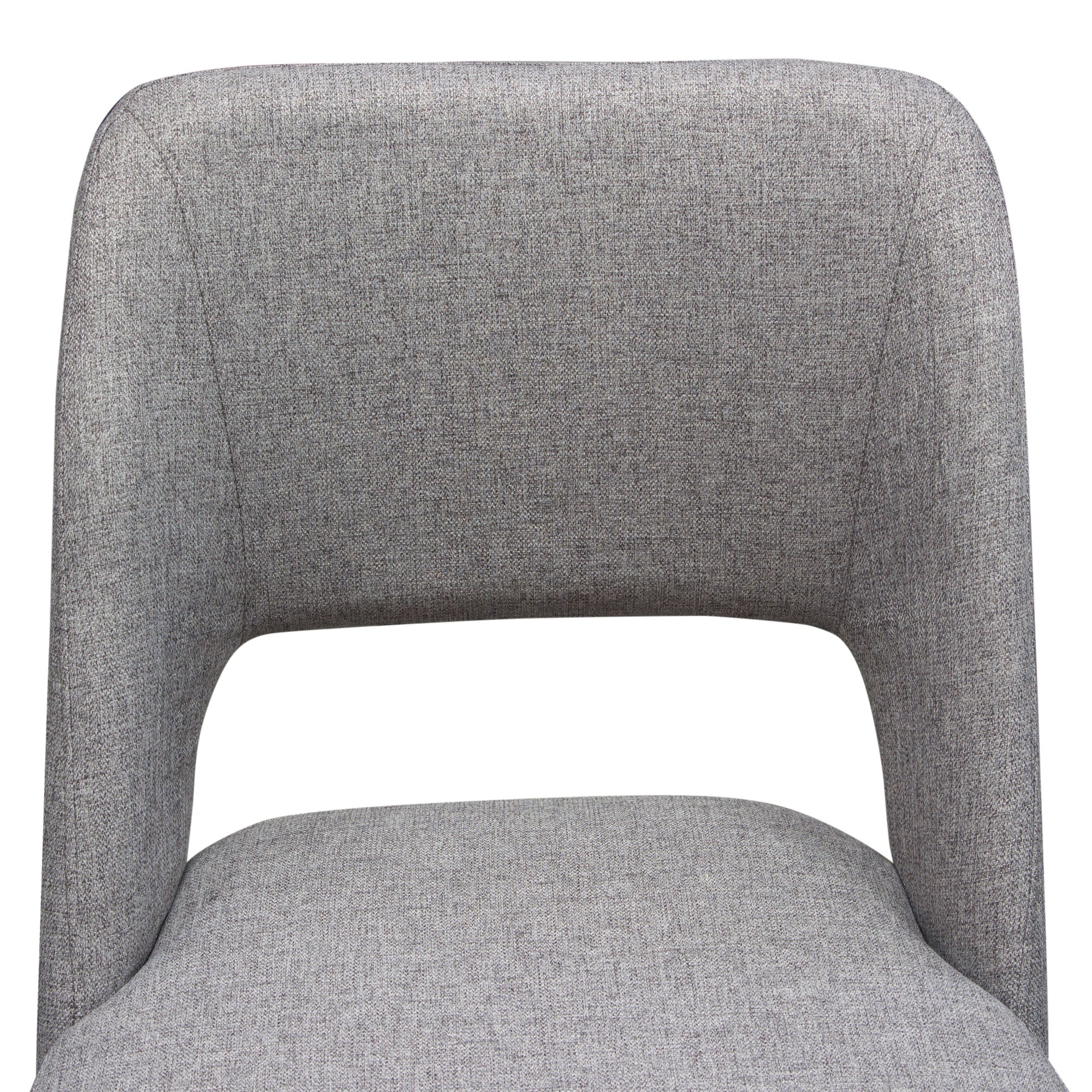 Set of (2) Reveal Dining Chairs in Grey Fabric w/ Black Powder Coat Metal Leg by Diamond Sofa - styled in a staged room by Center Stage Home Design