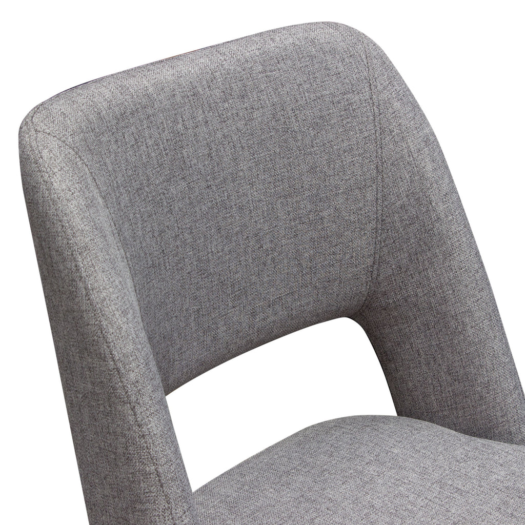Set of (2) Reveal Dining Chairs in Grey Fabric w/ Black Powder Coat Metal Leg by Diamond Sofa - styled in a staged room by Center Stage Home Design