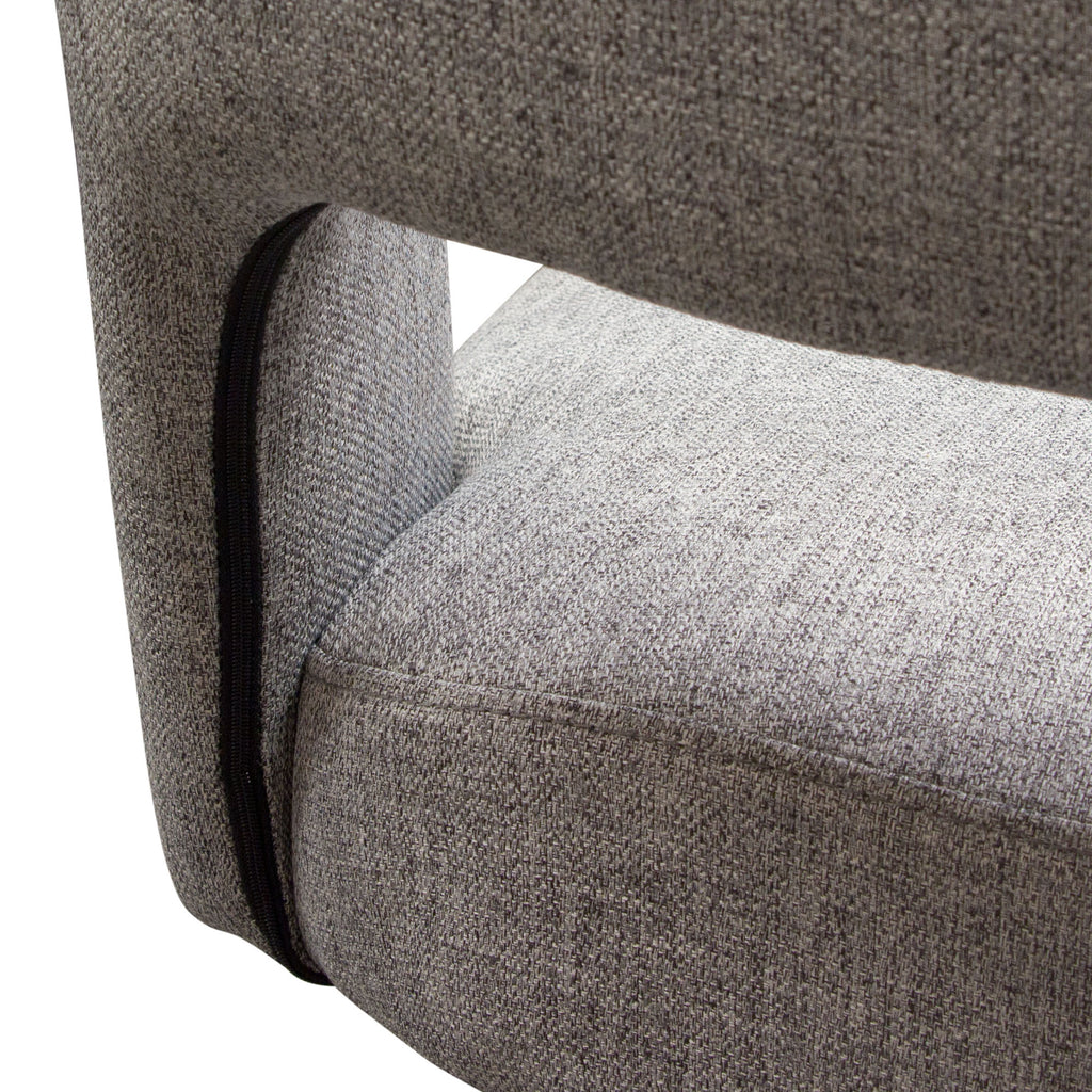 Set of (2) Reveal Dining Chairs in Grey Fabric w/ Black Powder Coat Metal Leg by Diamond Sofa - styled in a staged room by Center Stage Home Design