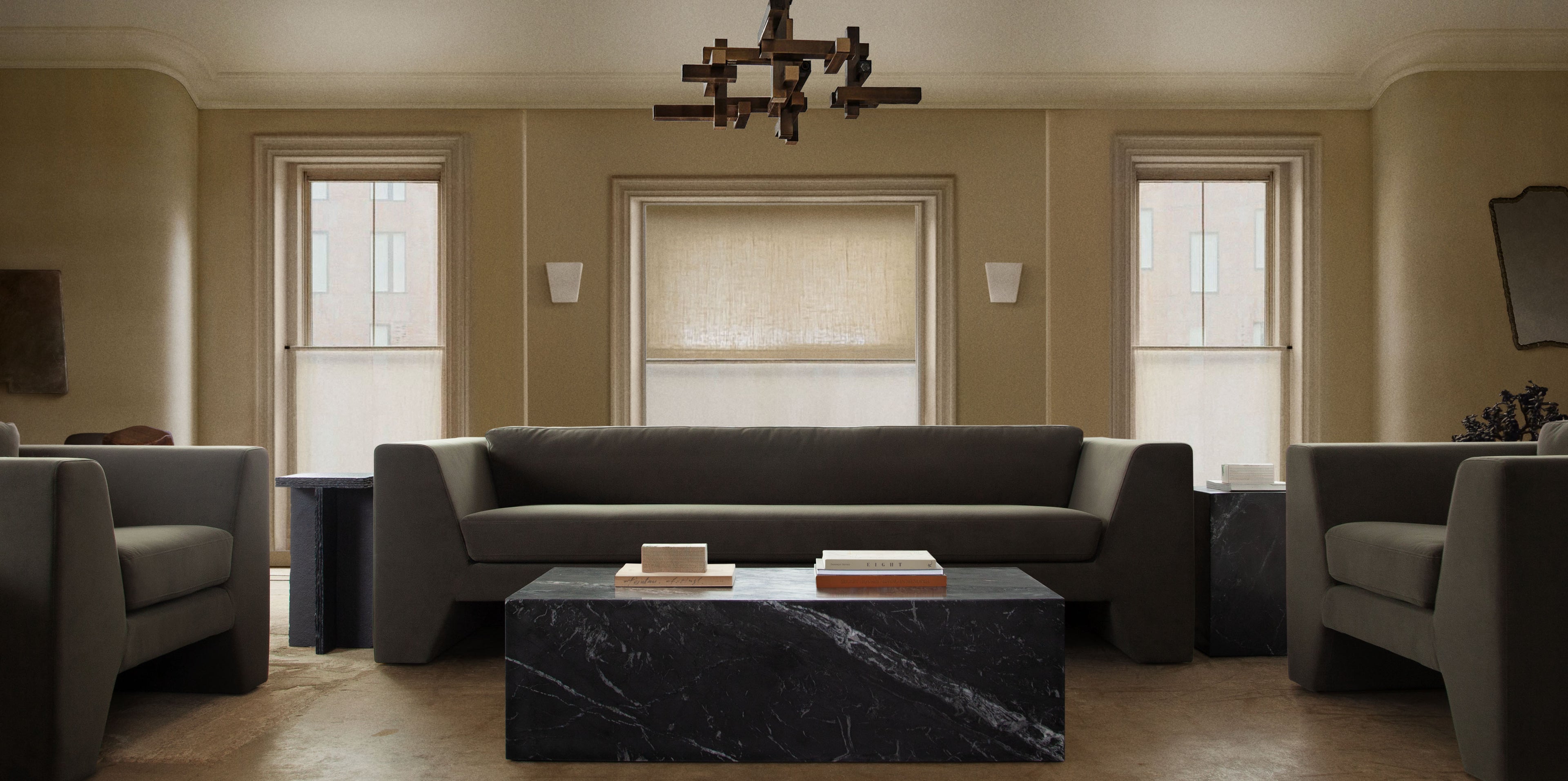 Rift Chair in Moss Green Performance Velvet by Diamond Sofa - styled in a staged room by Center Stage Home Design