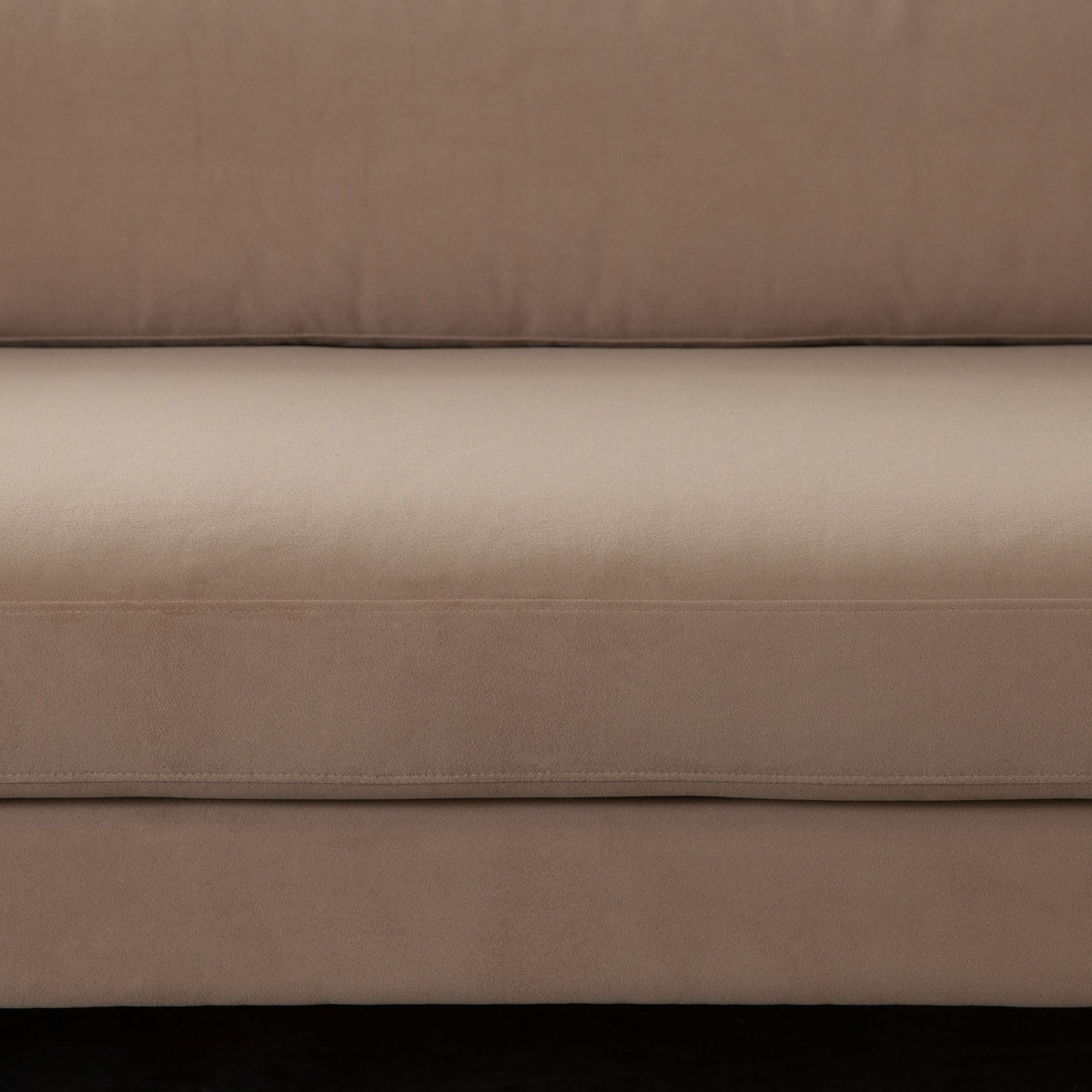 Rift Sofa in Camel Performance Velvet by Diamond Sofa - styled in a staged room by Center Stage Home Design