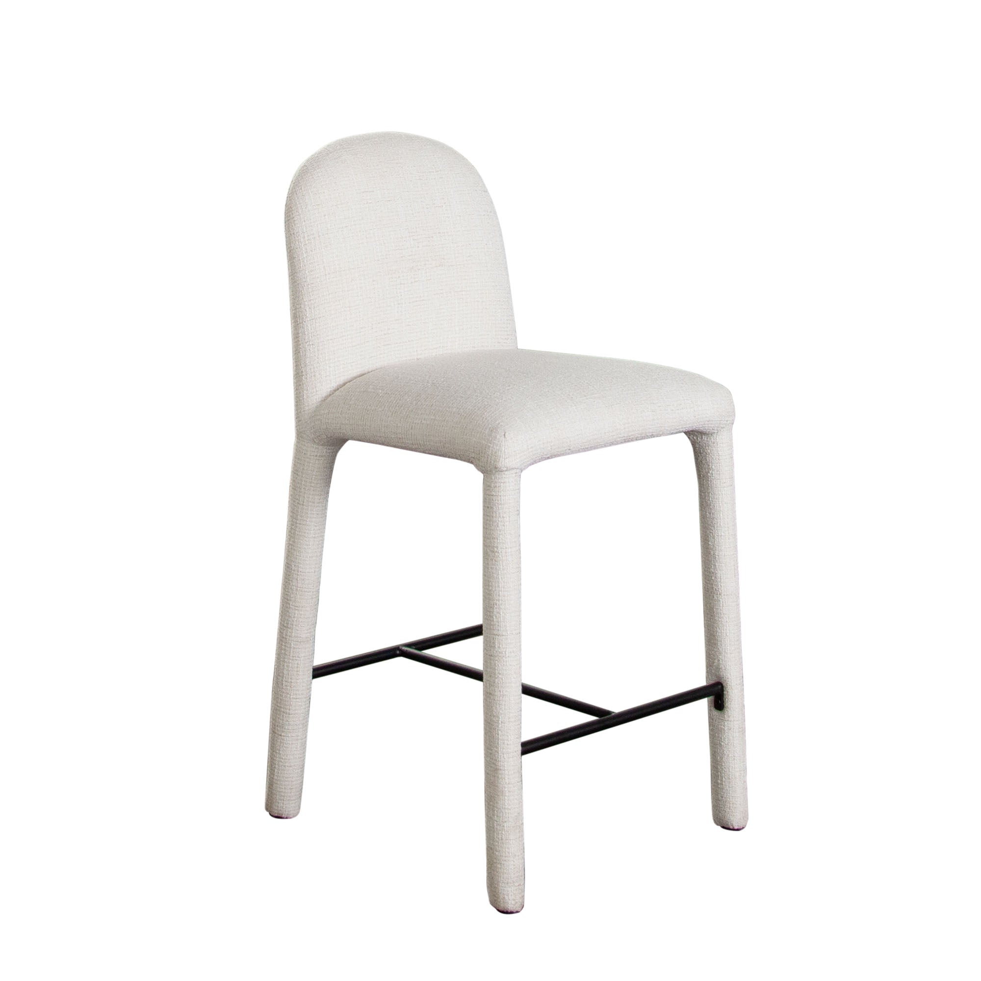 Roan Counter Height Chair in Ivory Polyester Fabric w/ Black Metal Supports by Diamond Sofa
