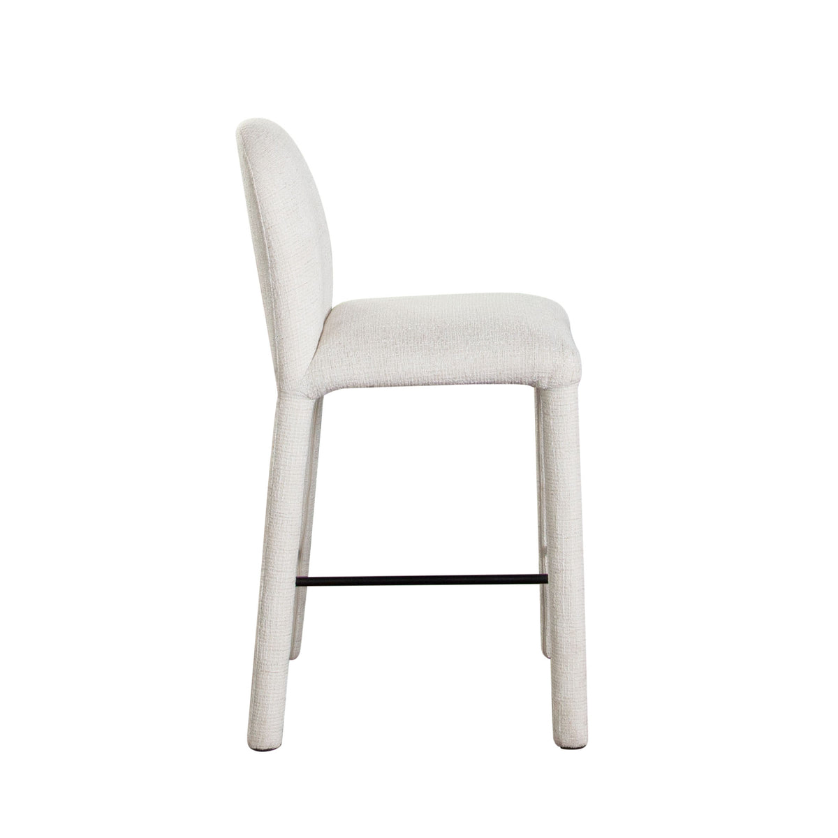 Roan Counter Height Chair in Ivory Polyester Fabric w/ Black Metal Supports by Diamond Sofa