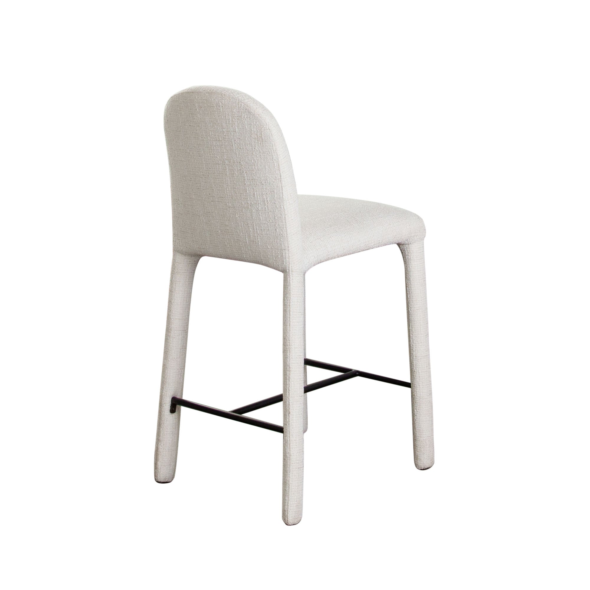 Roan Counter Height Chair in Ivory Polyester Fabric w/ Black Metal Supports by Diamond Sofa