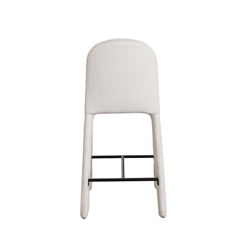 Roan Counter Height Chair in Ivory Polyester Fabric w/ Black Metal Supports by Diamond Sofa