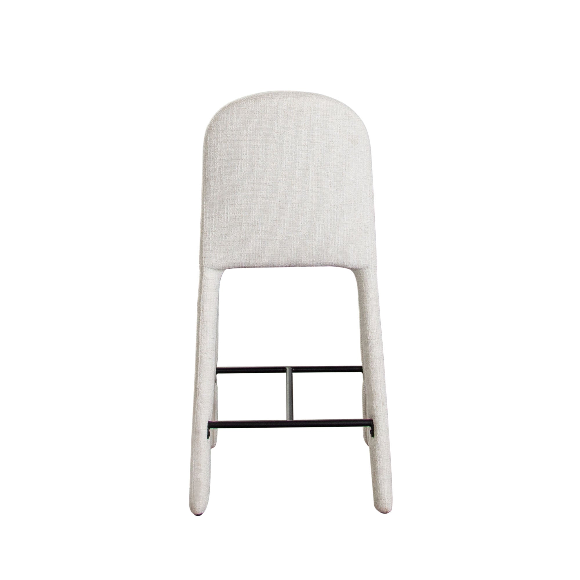 Roan Counter Height Chair in Ivory Polyester Fabric w/ Black Metal Supports by Diamond Sofa