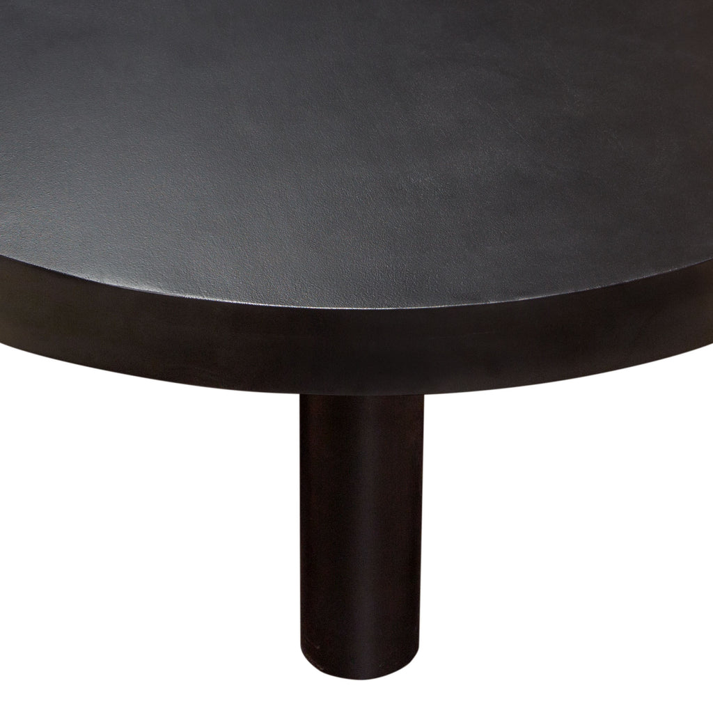 Rune 42" Round Cocktail Table w/ Solid Acacia Wood Top & Iron Leg Base in Black Finish by Diamond Sofa - styled in a staged room by Center Stage Home Design