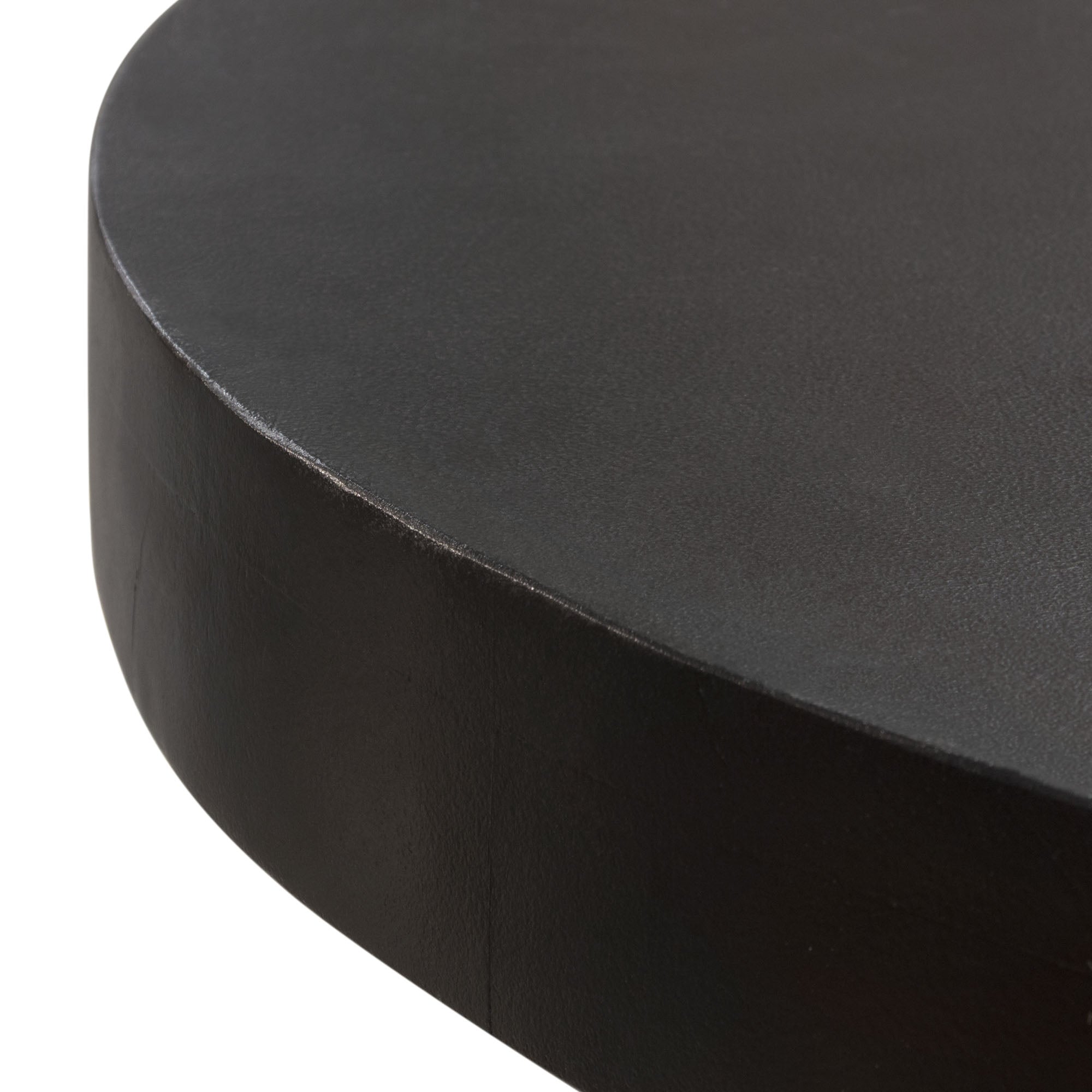 Rune 42" Round Cocktail Table w/ Solid Acacia Wood Top & Iron Leg Base in Black Finish by Diamond Sofa - styled in a staged room by Center Stage Home Design
