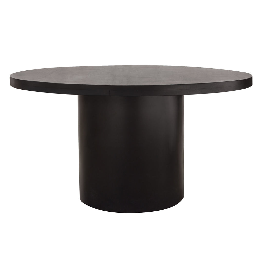 Rune 54" Round Dining Table w/ Solid Acacia Wood Top & Iron Pedestal Base in Black Finish by Diamond Sofa
