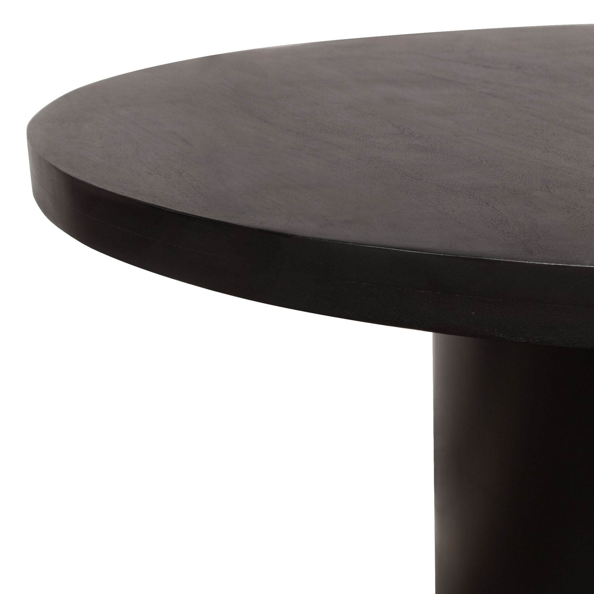Rune 54" Round Dining Table w/ Solid Acacia Wood Top & Iron Pedestal Base in Black Finish by Diamond Sofa - styled in a staged room by Center Stage Home Design