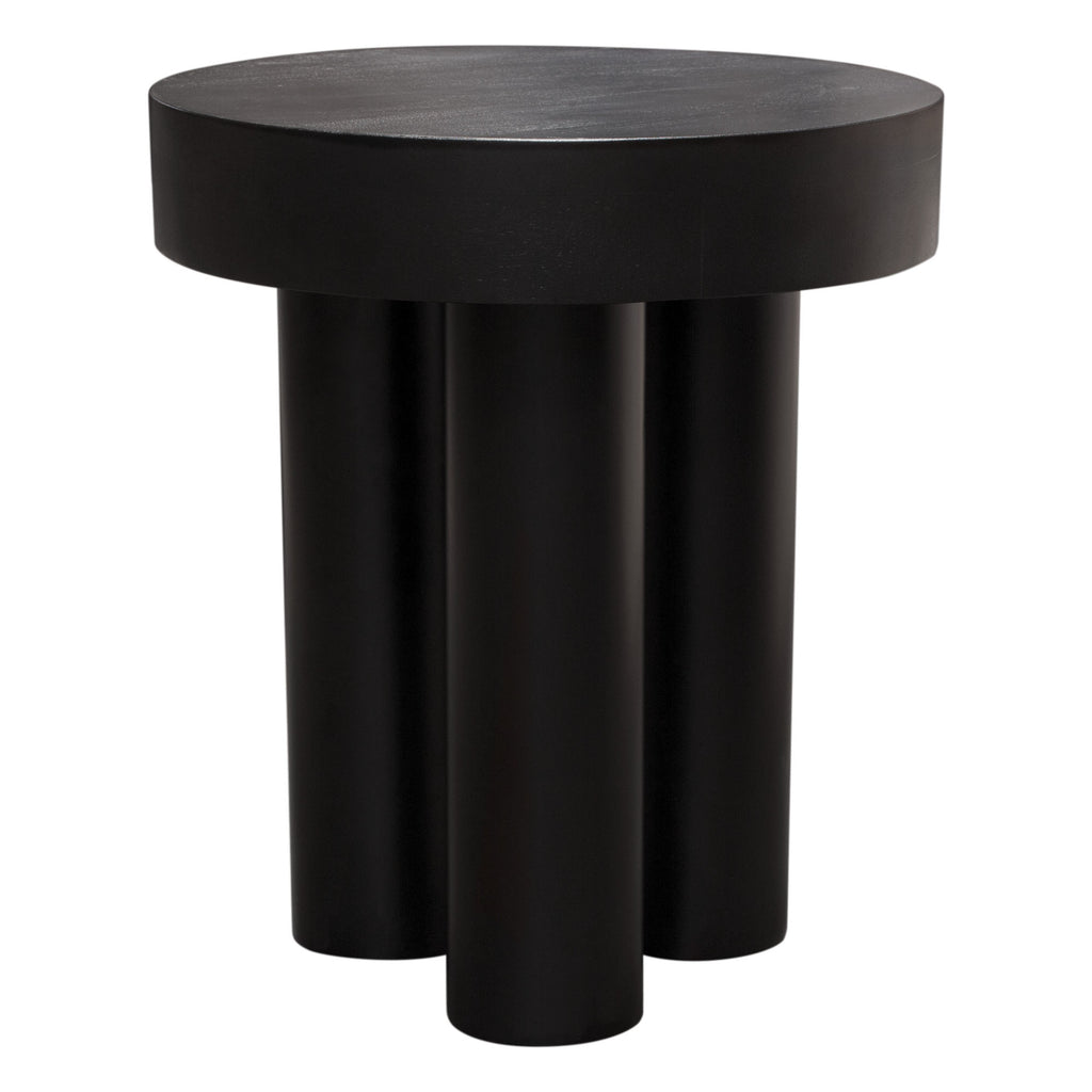 Rune 16" Round End/Accent Table w/ Solid Acacia Wood Top & Iron Leg Base in Black Finish by Diamond Sofa
