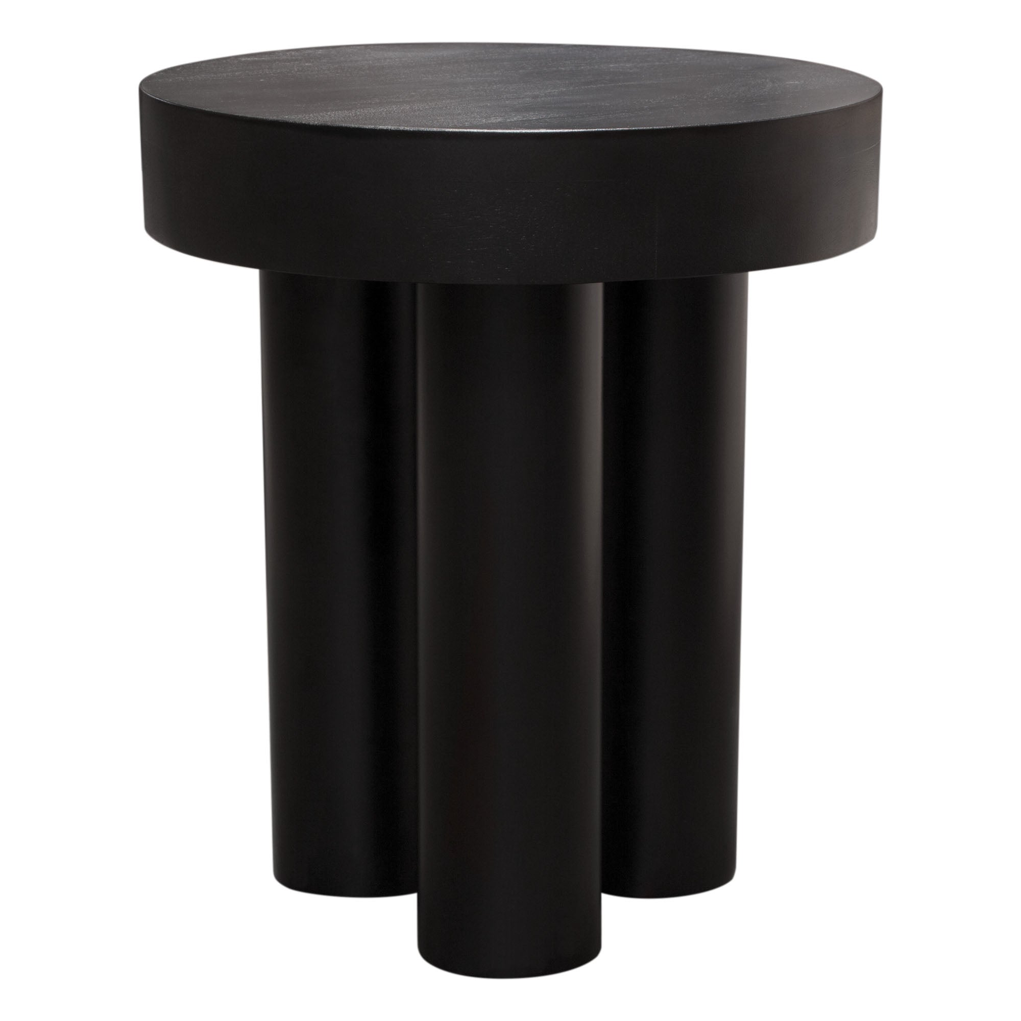 Rune 16" Round End/Accent Table w/ Solid Acacia Wood Top & Iron Leg Base in Black Finish by Diamond Sofa