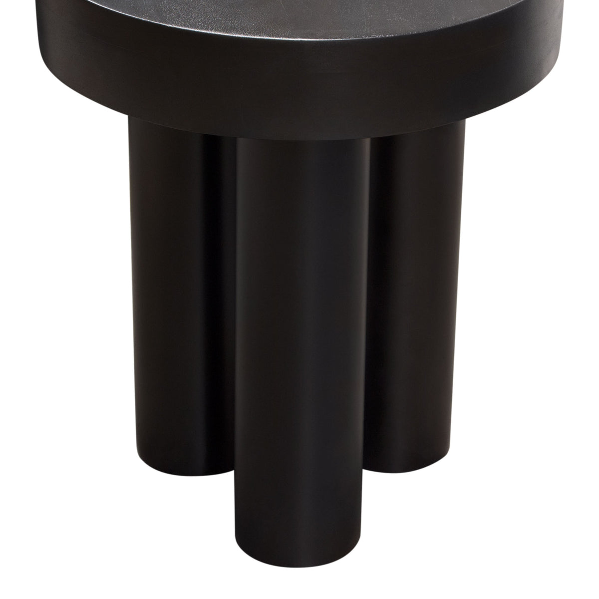 Rune 16" Round End/Accent Table w/ Solid Acacia Wood Top & Iron Leg Base in Black Finish by Diamond Sofa - styled in a staged room by Center Stage Home Design