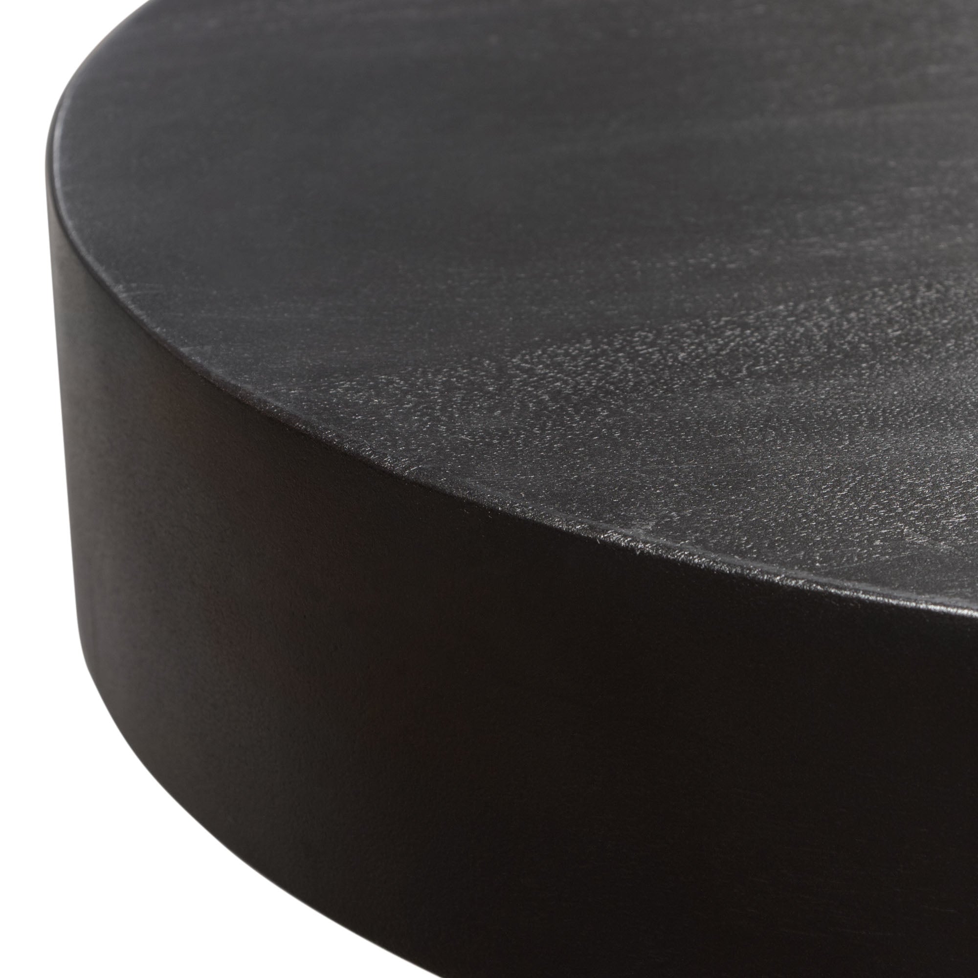 Rune 16" Round End/Accent Table w/ Solid Acacia Wood Top & Iron Leg Base in Black Finish by Diamond Sofa - styled in a staged room by Center Stage Home Design