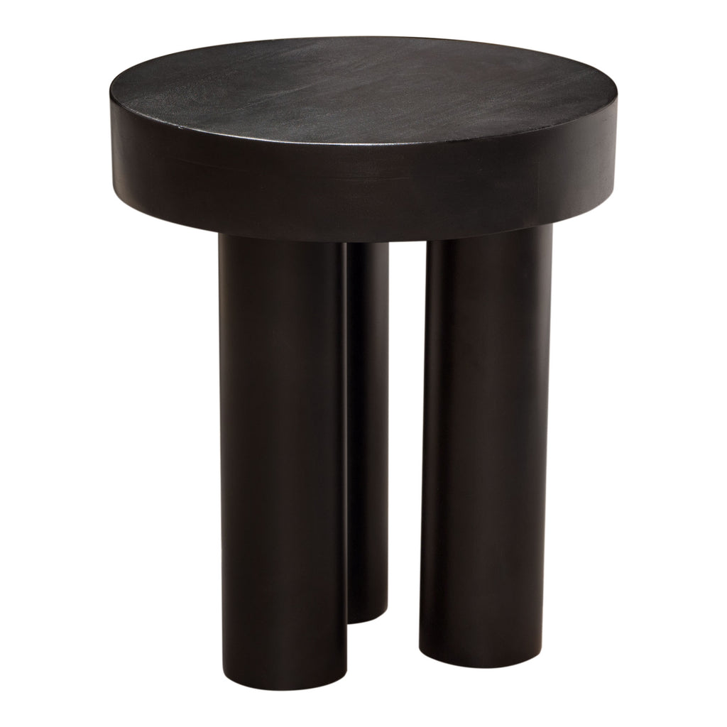 Rune 16" Round End/Accent Table w/ Solid Acacia Wood Top & Iron Leg Base in Black Finish by Diamond Sofa
