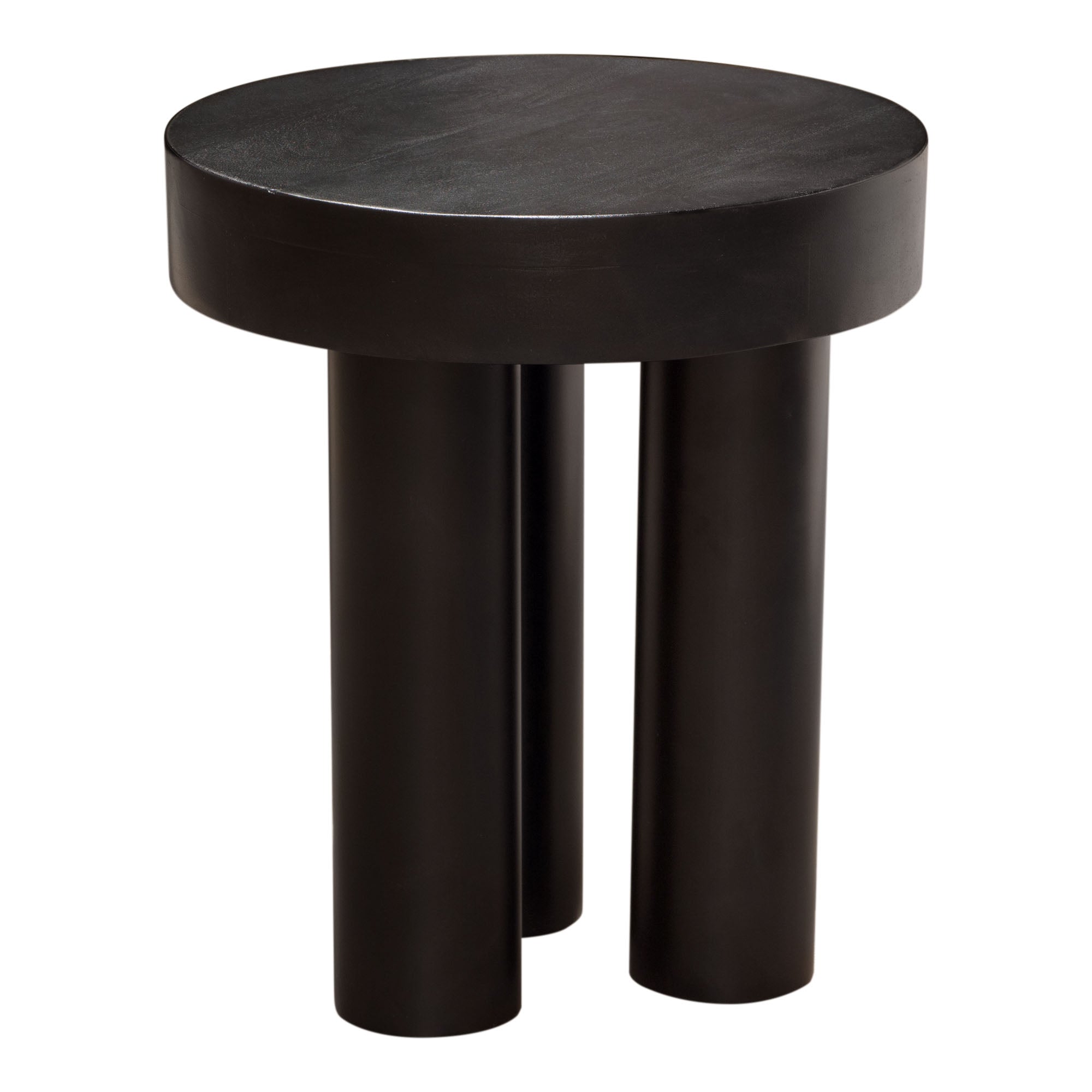 Rune 16" Round End/Accent Table w/ Solid Acacia Wood Top & Iron Leg Base in Black Finish by Diamond Sofa