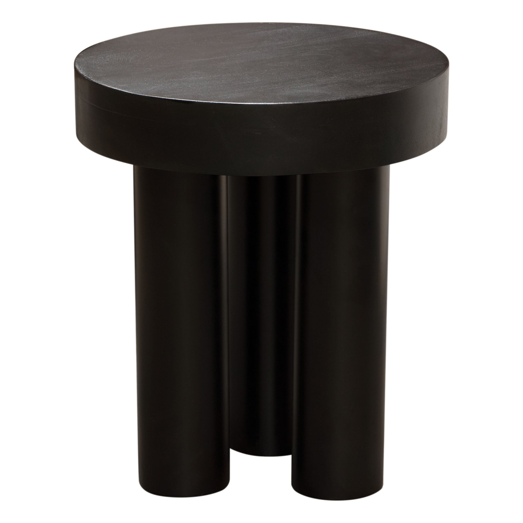 Rune 16" Round End/Accent Table w/ Solid Acacia Wood Top & Iron Leg Base in Black Finish by Diamond Sofa