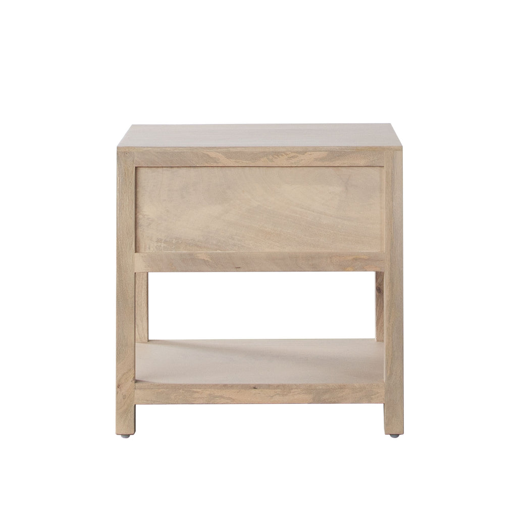 Sadler 1-Drawer Solid Mango Wood Accent Table in Natural Finish w/ Cane Door Fronts by Diamond Sofa