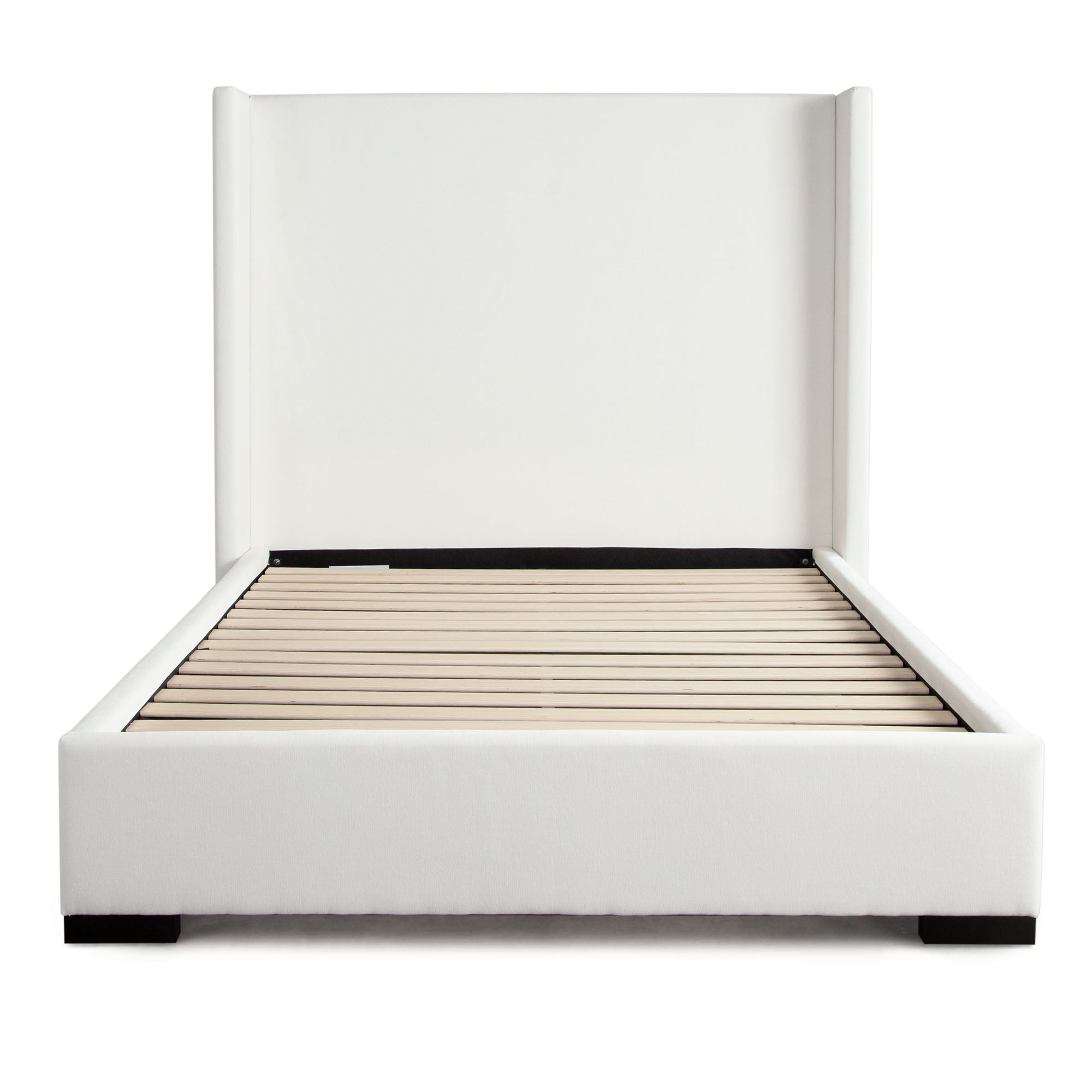 Seattle Queen Bed w/ Wing Accents and Mattress Platform in White Performance Fabric by Diamond Sofa