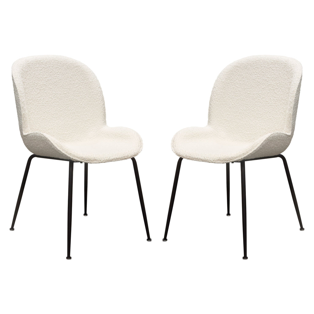 Session 2-Pack Dining Chair in Ivory Boucle w/ Black Powder Coat Metal Leg by Diamond Sofa