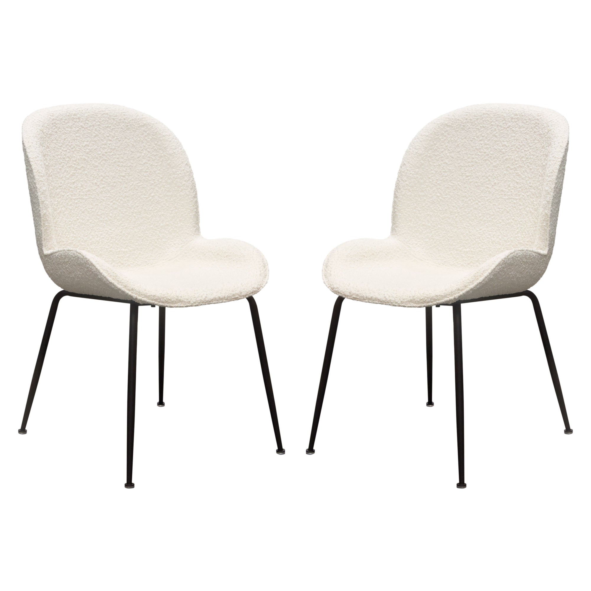 Session 2-Pack Dining Chair in Ivory Boucle w/ Black Powder Coat Metal Leg by Diamond Sofa